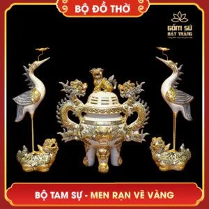 Bộ tam sự men rạn vẽ vàng