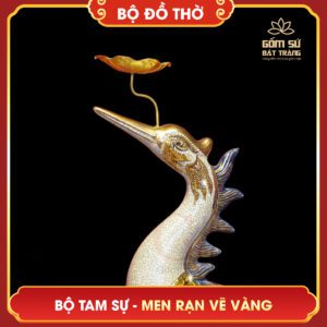 Bộ tam sự men rạn vẽ vàng bo tam su men ran ve vang 3