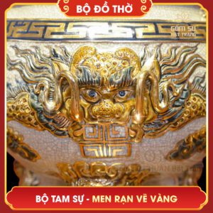 Bộ tam sự men rạn vẽ vàng bo tam su men ran ve vang 4