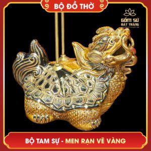 Bộ tam sự men rạn vẽ vàng bo tam su men ran ve vang 5