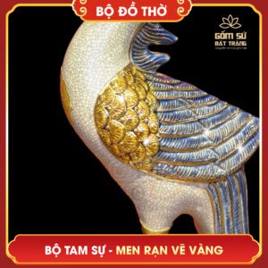 Bộ tam sự men rạn vẽ vàng bo tam su men ran ve vang 6
