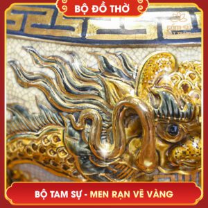 Bộ tam sự men rạn vẽ vàng bo tam su men ran ve vang 7