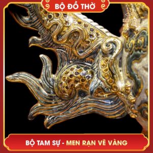 Bộ tam sự men rạn vẽ vàng bo tam su men ran ve vang 8