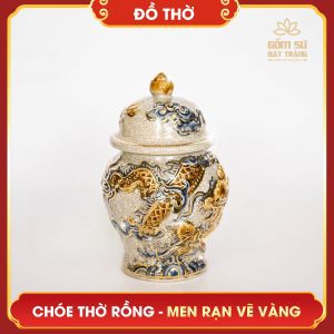 Chóe thờ Rồng men rạn vẽ vàng choe tho rong men ran ve vang 7