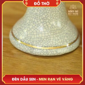 Đèn dầu Hoa Sen men rạn vẽ vàng den dau hoa sen men ran ve vang 5