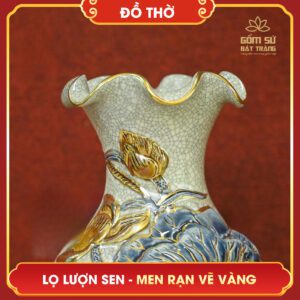 Lọ lượn Hoa Sen men rạn vẽ vàng lo luon hoa sen men ran ve vang 4