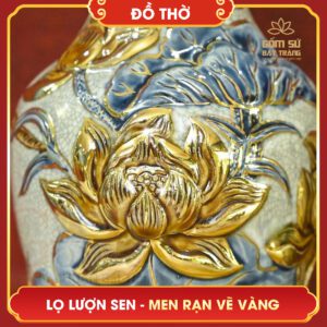 Lọ lượn Hoa Sen men rạn vẽ vàng lo luon hoa sen men ran ve vang 5