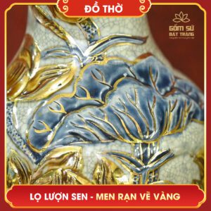 Lọ lượn Hoa Sen men rạn vẽ vàng lo luon hoa sen men ran ve vang 6