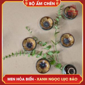 Bộ ấm chén men hỏa biến xanh ngọc lục bảo bo am chen men hoa bien xanh ngoc luc bao 4