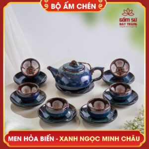 Bộ ấm chén men hỏa biến xanh ngọc minh châu bo am chen men hoa bien xanh ngoc minh chau 2