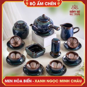 Bộ ấm chén men hỏa biến xanh ngọc minh châu bo am chen men hoa bien xanh ngoc minh chau 3