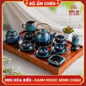 Bộ ấm chén men hỏa biến xanh ngọc minh châu bo am chen men hoa bien xanh ngoc minh chau 5