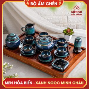 Bộ ấm chén men hỏa biến xanh ngọc minh châu bo am chen men hoa bien xanh ngoc minh chau 6