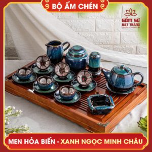 Bộ ấm chén men hỏa biến xanh ngọc minh châu bo am chen men hoa bien xanh ngoc minh chau 8