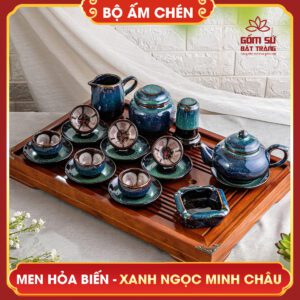 Bộ ấm chén men hỏa biến xanh ngọc minh châu bo am chen men hoa bien xanh ngoc minh chau 9