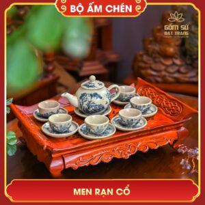 Bộ ấm chén men rạn cổ bo am chen men ran co 6