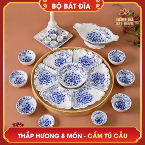 Bộ bát đĩa thắp hương 8 món bo bat dia thap huong 8 mon 8