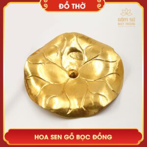 Hoa sen gỗ dát vàng hoa sen go boc dong 3