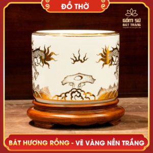 Bát hương Lưỡng Long Chầu Nguyệt vẽ vàng nền trắng bat huong luong long chau nguyet ve vang nen trang 3