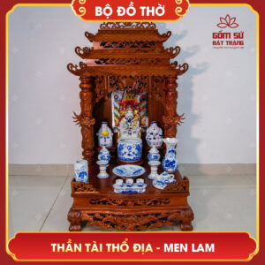Bộ đồ thờ men lam Thần Tài Thổ Địa