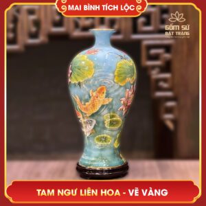 Mai bình tích lộc vẽ vàng Tam Ngư Liên Hoa H50 mai binh tich loc ve vang tam ngu lien hoa h50 3