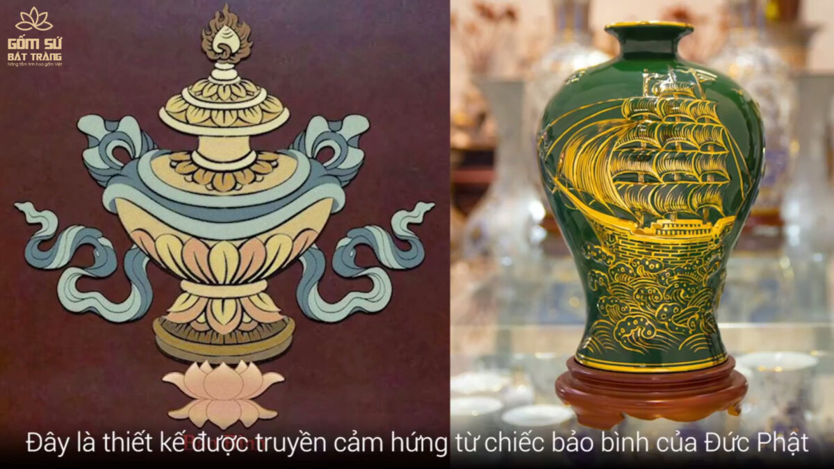 Mai bình tích lộc vẽ vàng Thuận Buồm Xuôi Gió H32 Kiểu dáng sản phẩm hoàn hảo, thiết kế chuẩn hình khí phong thủy với miệng rộng, cổ thon, thân dưới lớn. Có tác dụng KHAI MỚI (gia tăng may mắn, thu hút thêm tài lộc vào nhà), TRẤN CŨ (bảo vệ tiền của sẵn có, tránh thất thoát, hư hao)
