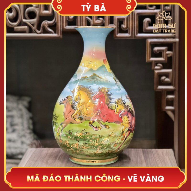 Bình tài lộc vẽ vàng Sen Phú Quý H30 ty ba ve vang ma dao thanh cong h55 1