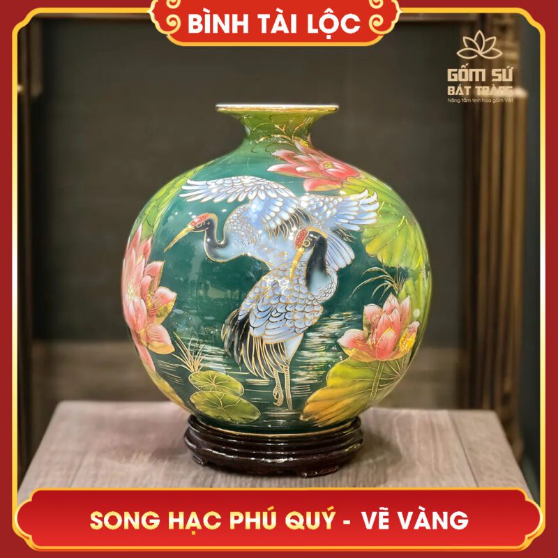 Top 10 mẫu bình gốm sứ hút tài lộc Bát Tràng HOT nhất hiện nay binh tai loc ve vang song hac phu quy h35 1