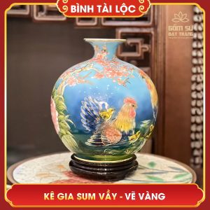 Bình tài lộc vẽ vàng Kê Gia Sum Vầy H30 binh tai loc ve vang ke gia sum vay h30 10