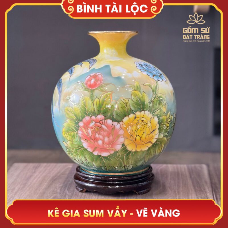 Bình tài lộc vẽ vàng Kê Gia Sum Vầy H30 binh tai loc ve vang ke gia sum vay h30 2