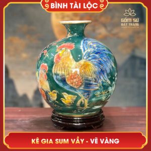 Bình tài lộc vẽ vàng Kê Gia Sum Vầy H30 binh tai loc ve vang ke gia sum vay h30 3