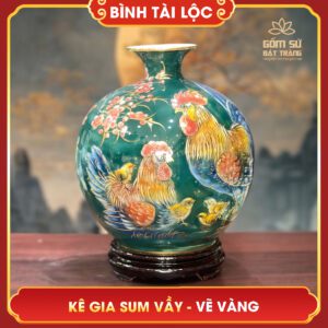 Bình tài lộc vẽ vàng Kê Gia Sum Vầy H30 binh tai loc ve vang ke gia sum vay h30 4