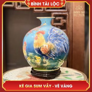 Bình tài lộc vẽ vàng Kê Gia Sum Vầy H30 binh tai loc ve vang ke gia sum vay h30 9
