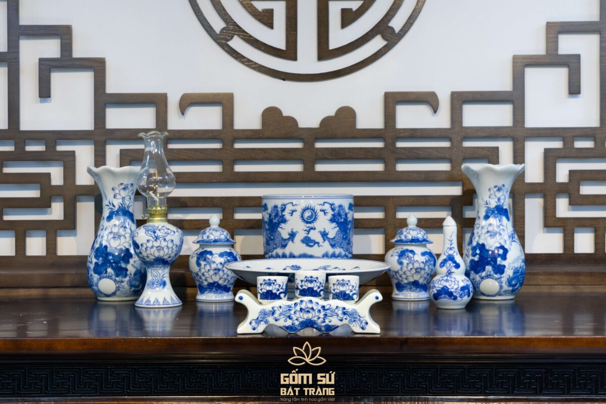 Bộ đồ thờ 10 món - Top 3 bộ phù trợ Gia Đạo An Khang Hình ảnh chi tiết 10 vật phẩm của bộ đồ thờ 10 món men lam