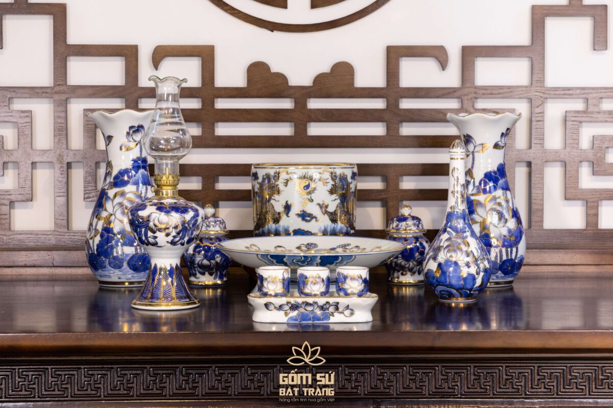 Bộ đồ thờ 10 món - Top 3 bộ phù trợ Gia Đạo An Khang Hình ảnh chi tiết 10 vật phẩm của bộ đồ thờ 10 món vẽ vàng