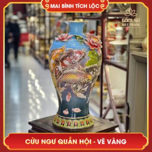 Mai bình tích lộc vẽ vàng Cửu Ngư Quần Hội H70 mai binh tich loc ve vang cuu ngu quan hoi h70 3