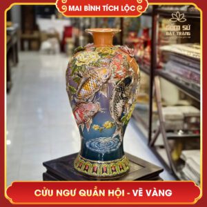 Mai bình tích lộc vẽ vàng Cửu Ngư Quần Hội H70 mai binh tich loc ve vang cuu ngu quan hoi h70 6