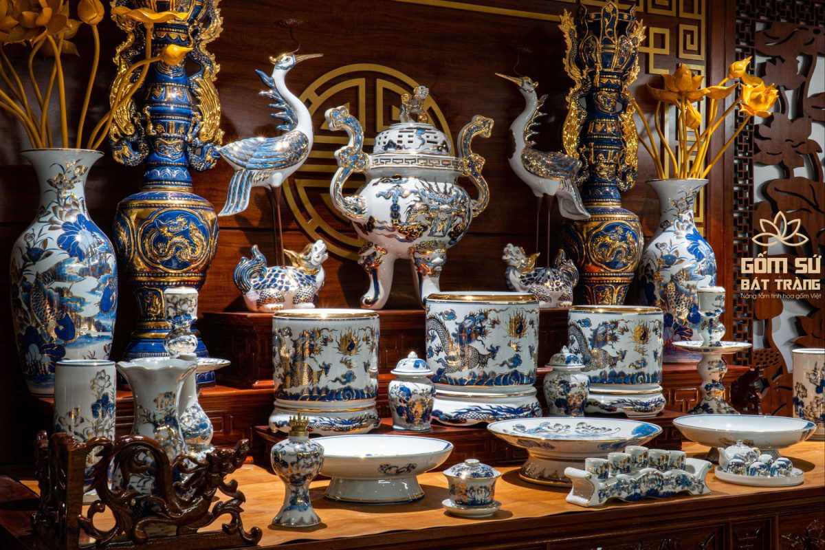 So sánh bộ đồ thờ bằng gốm Bát Tràng và Chu Đậu bo do tho bang gom 17