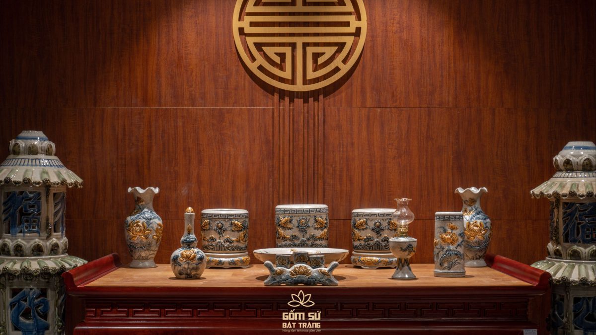 Bộ đồ thờ men rạn Đại Cát bo do tho men ran gom su bat trang 10