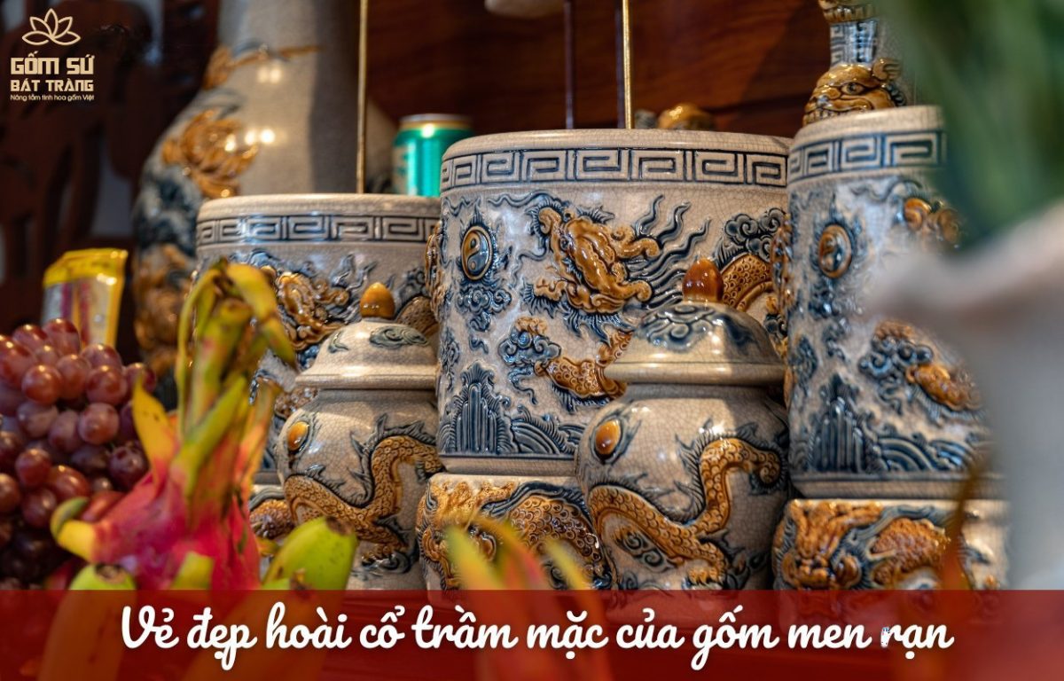 Bộ đồ thờ men rạn Đại Cát bo do tho men ran gom su bat trang 23