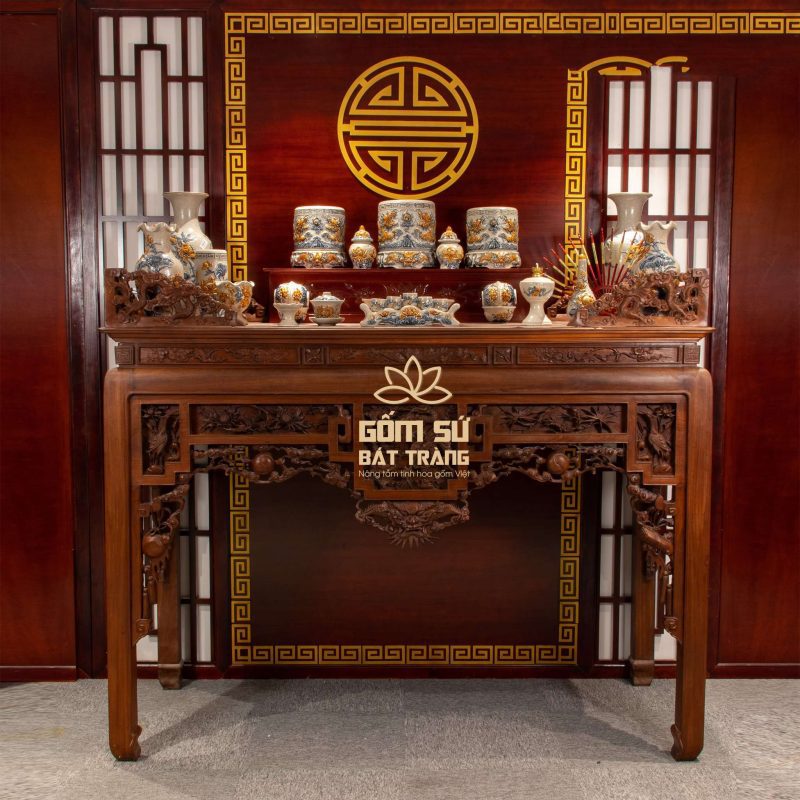 Bộ đồ thờ men rạn Đại Cát bo do tho men ran gom su bat trang 5