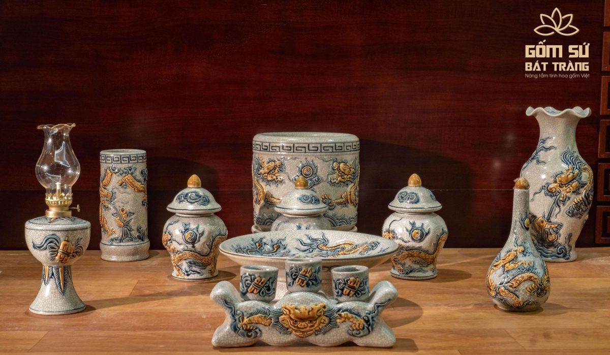 Bộ đồ thờ men rạn Đại Cát bo do tho men ran gom su bat trang 59