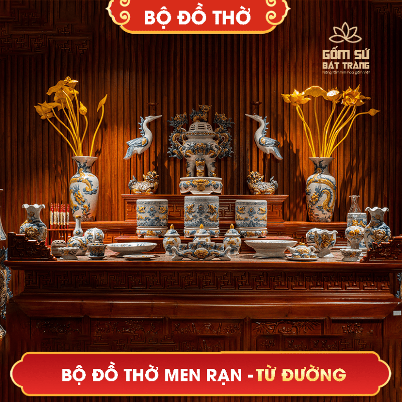 Bộ đồ thờ men rạn Đại Cát bo do tho men ran gom su bat trang 66