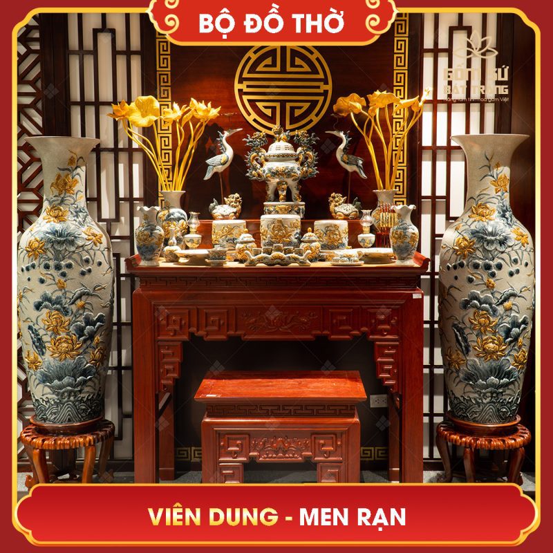 Bộ đồ thờ men rạn Đại Cát bo do tho men ran gom su bat trang 67