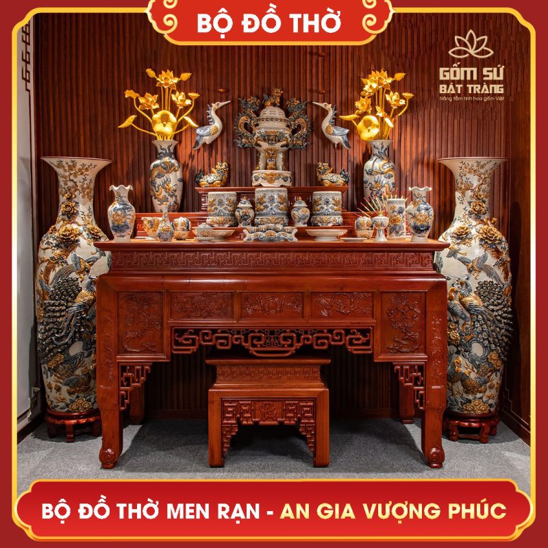 Bộ đồ thờ men rạn Đại Cát bo do tho men ran gom su bat trang 68