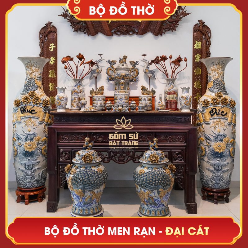 Bộ đồ thờ men rạn Đại Cát bo do tho men ran gom su bat trang 69
