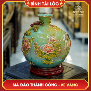 Bình tài lộc vẽ vàng Mã Đáo Thành Công binh tai loc ve vang ma dao thanh cong 3