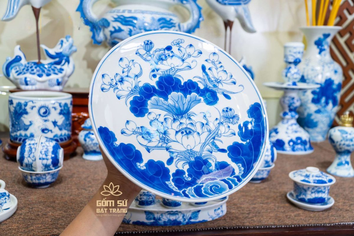 Bộ đồ thờ men lam Đại Cát bo do tho men lam 30