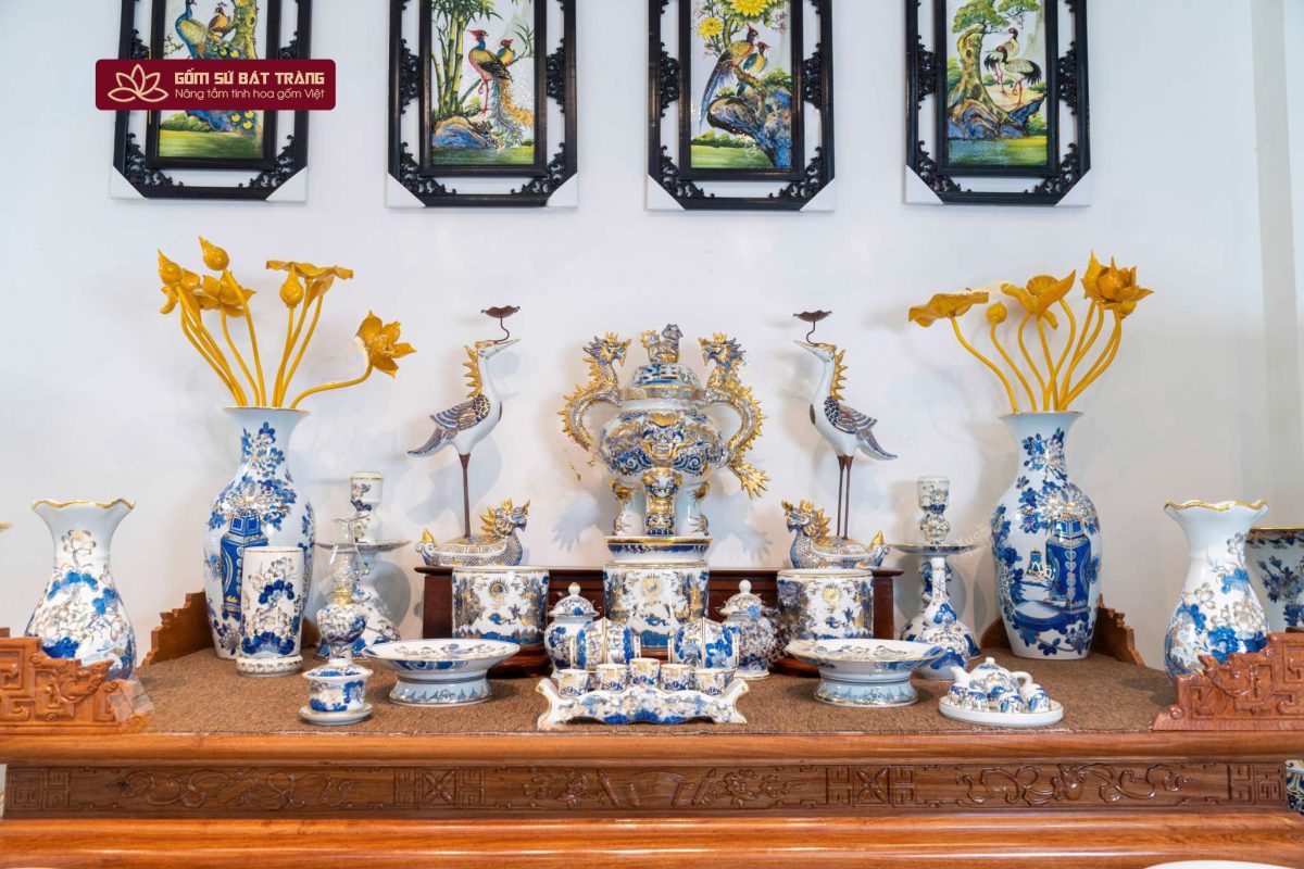 Bộ ngũ sự bằng gốm sứ - Tinh hoa nghệ thuật không gian thờ bo ngu su bang su 13
