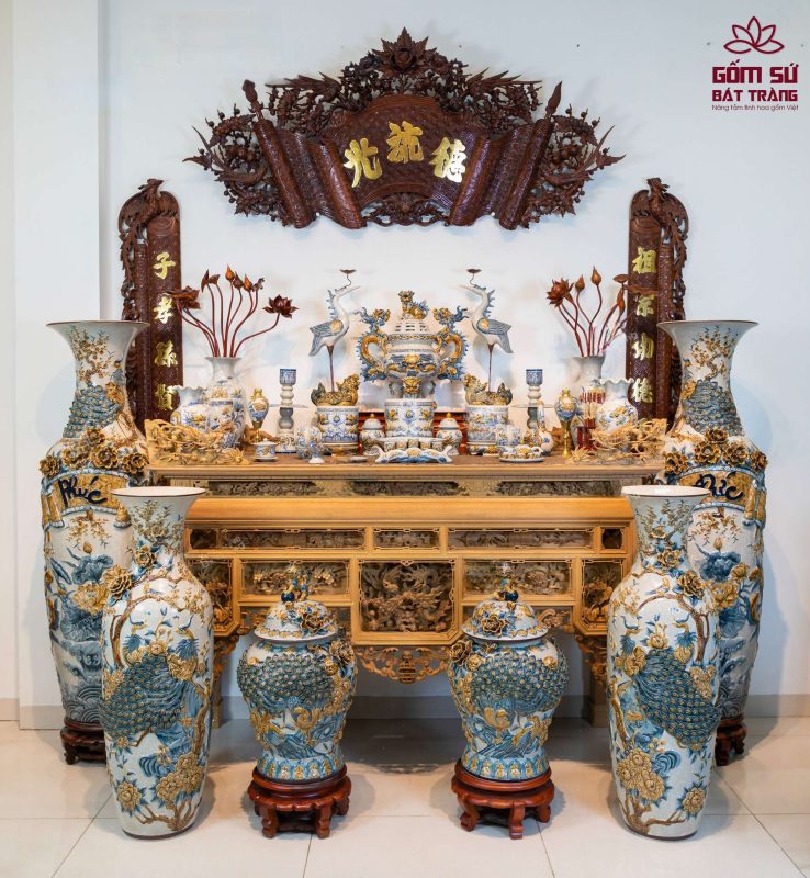 Bộ ngũ sự bằng gốm sứ - Tinh hoa nghệ thuật không gian thờ bo ngu su bang su 5